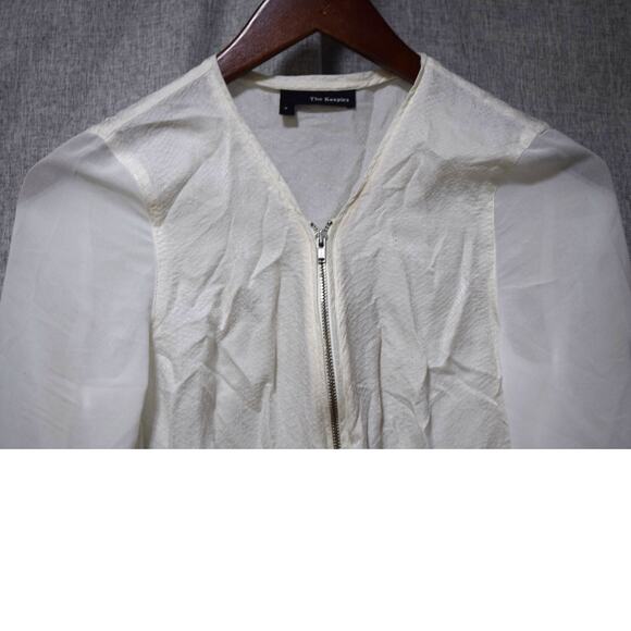 The Kooples Ivory Zip Front Silk Blend Blouse Women’s Size S - Picture 2 of 4